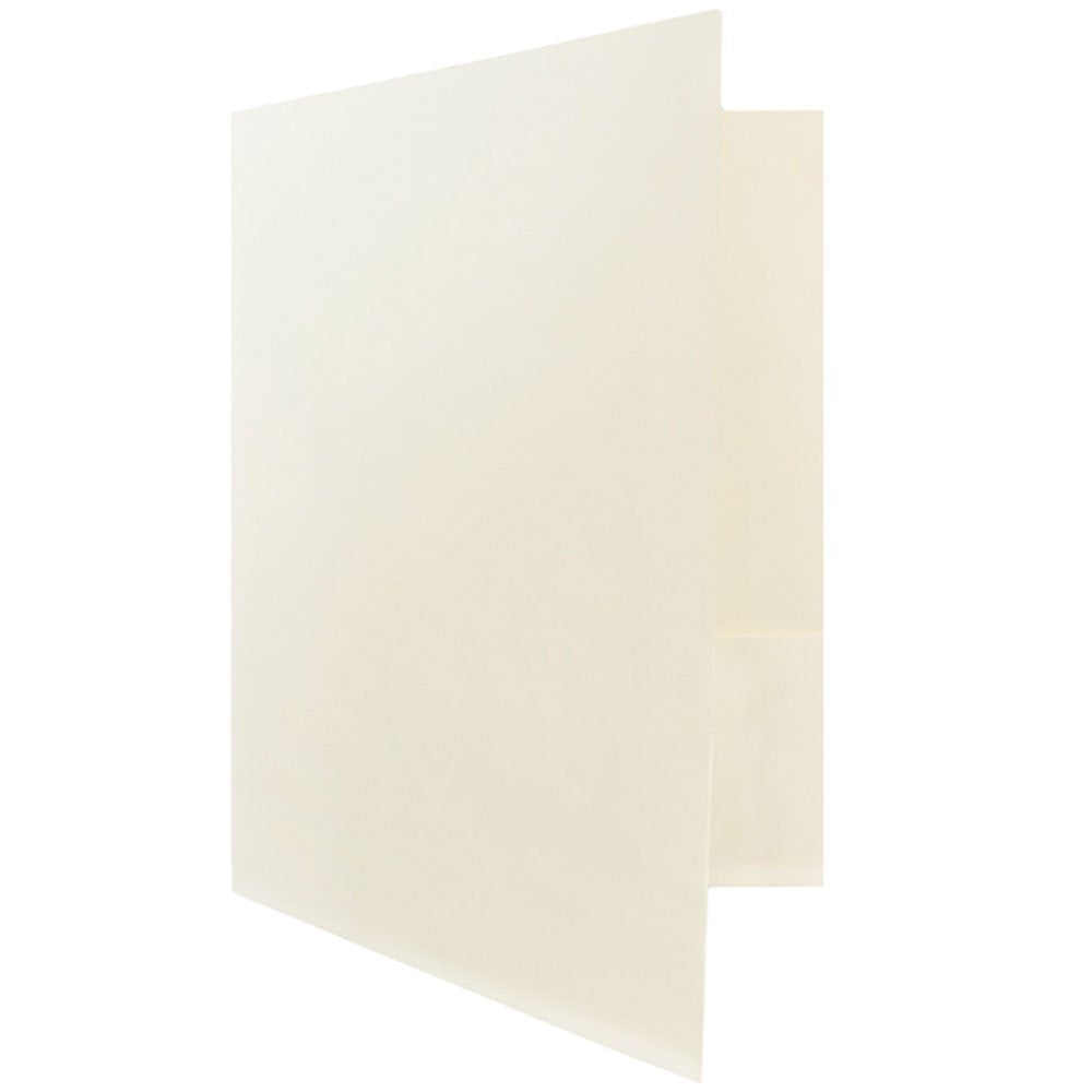 JAM PAPER Two Pocket Textured Linen Presentation Folders - Letter Size Business Folder - Ivory - Bulk 25/Pack