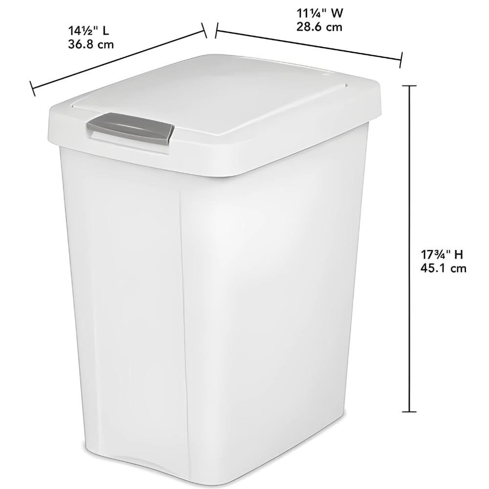 LisaDepot 7.5 Gallon White Wastebasket with Touch-Open Lid: Ideal Office Trash Can, Under Sink Trash Can, Or Garbage Can with Lid for Kitchen, Bathroom, Mudroom