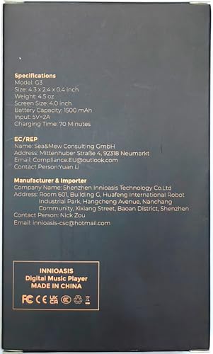 160GB MP3 Player with Bluetooth and WiFi, innioasis Music Player with Spotify,Pandora,Amazon Music,4" Touch Screen Android MP4 MP3 Player for Kids with Libby,Audible,Spotify Kids(Black)