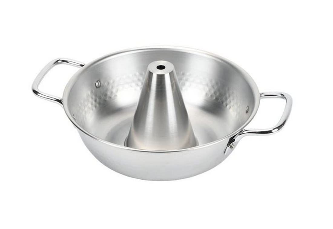 JapanBargain, Japanese Shabu Shabu Hot Pot with Chimney, 10.25-Inch Stainless Steel Traditional Beijing Style Hotpot for Gas Stove, Made in Japan, Family Size 3-4 People, Premium Cookware