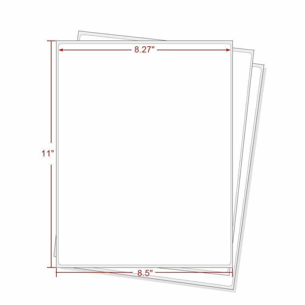 RBHK Sticker Paper, 8.5" x 11" Full Sheet Label Stickers Paper for Laser & Inkjet Printers (500 Sheets, 500 Labels)