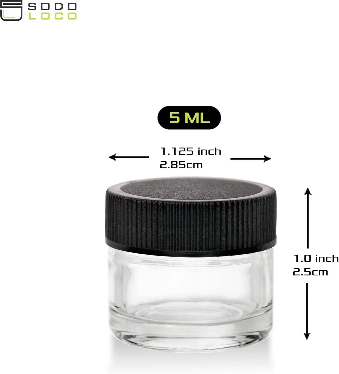 (200 Pack) 5ml Thick Glass Jars with Black Lids - Airtight Containers for Oil, Lip Balm, Wax, Cosmetics - Mini Refillable Jars Great for Travel, Samples, & More