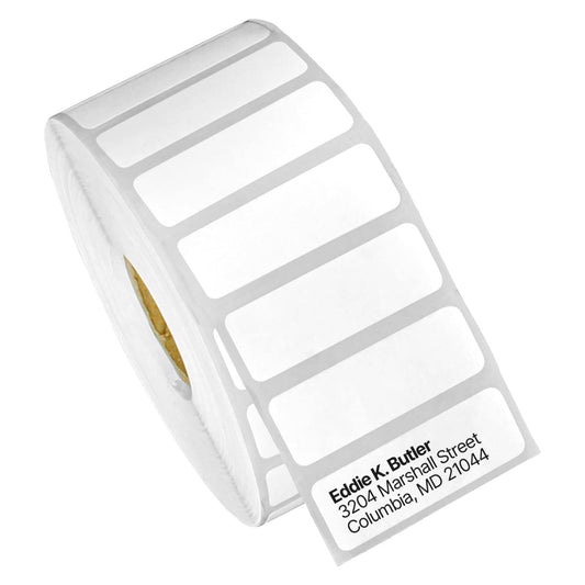 1.5" x 0.5" Direct Thermal Label - Compatible with Rollo Label Printer & Zebra Desktop Printers – 1” Core, Permanent Adhesive Perforated Postage QR Barcode Shipping - 4 Rolls, 2350/Roll
