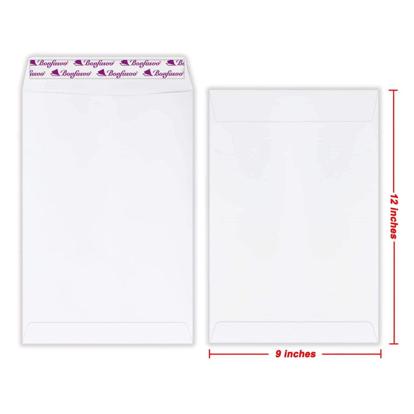 Bonfasvo 300 Pack 9x12 White Catalog Envelopes Peel & Seal Security Mailing Envelopes 120GSM Kraft Paper self Seal Envelopes for Invitations Papers Photos Documents Pictures Papers Files