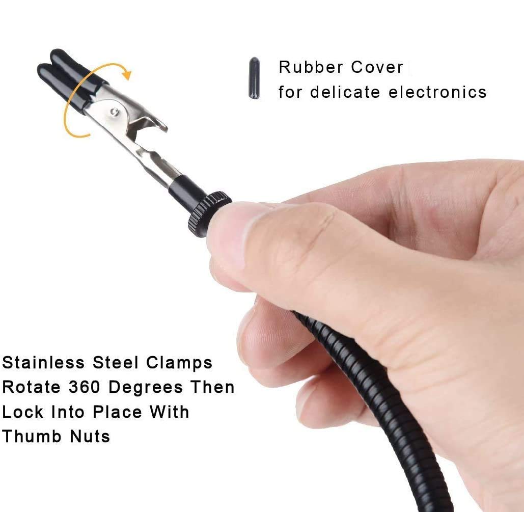 Magnetic Helping Hand, Soldering Helping Hands, 4 PCB Pillars Circuit Board Holder with Flexible Metal Arms Heavy Duty Base Electronic Repair Tool