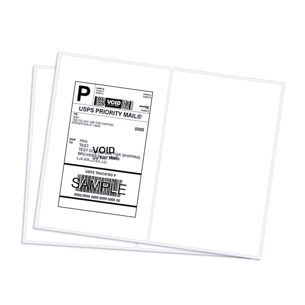 RyhamPaper Shipping Labels with Round Corner, 8.5 x 5.5 Inches Half Sheet Self Adhesive Shipping Address Labels for Laser and Inkjet Printer, 1000 Labels