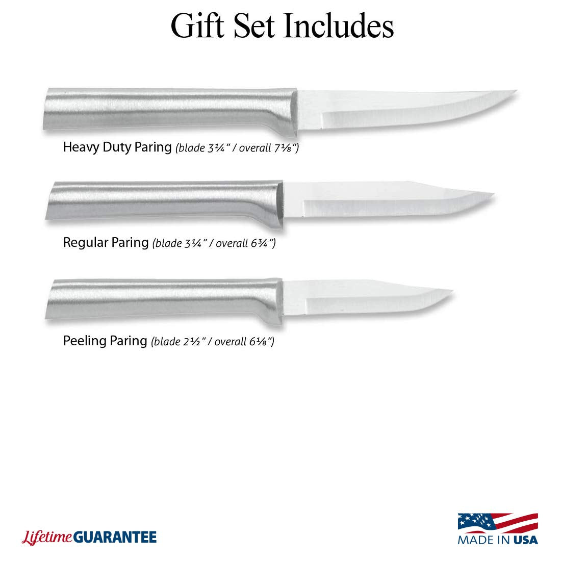 Rada Cutlery Paring Knife Galore Gift Set (S01), 3-Piece Knife Set, Stainless Steel Blades, Sliver Handle