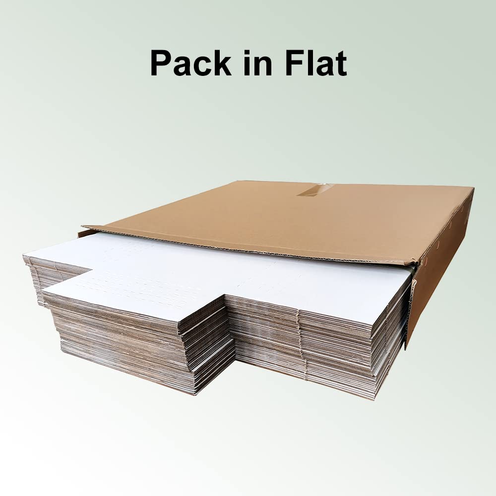 Rnisda 50 Pack 12.125x9.125x2'' Easy-Fold Corrugated Mailers, Height adjustable Small Shipping boxes for Packaging Mailing books, white (W1292E50)