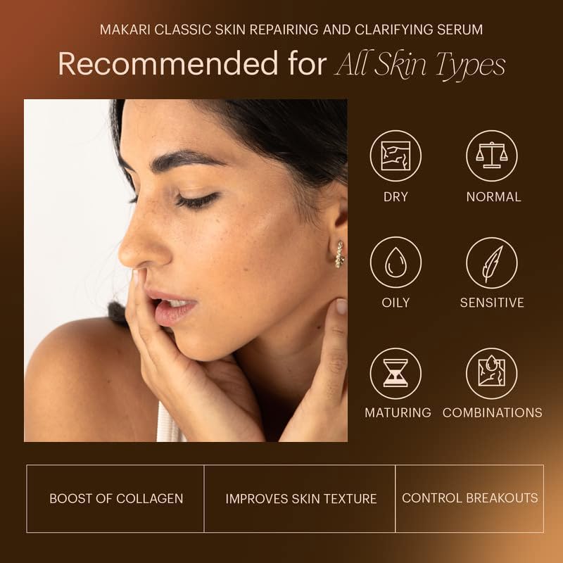 Makari Classic Skin Repairing and Clarifying Serum (1.35 fl oz) | Dark Spot Treatment Serum | Reuvenates Tone and Texture | Softens, Smoothens, and Brightens Skin | Recommended for All Skin Types