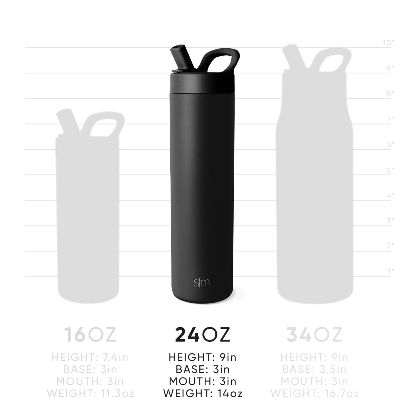 Simple Modern Water Bottle with Straw lid | Insulated Stainless Steel Thermos | Reusable Travel Water Bottles for Gym & Sports | Leak Proof & BPA Free | 24oz, Sea Glass Sage
