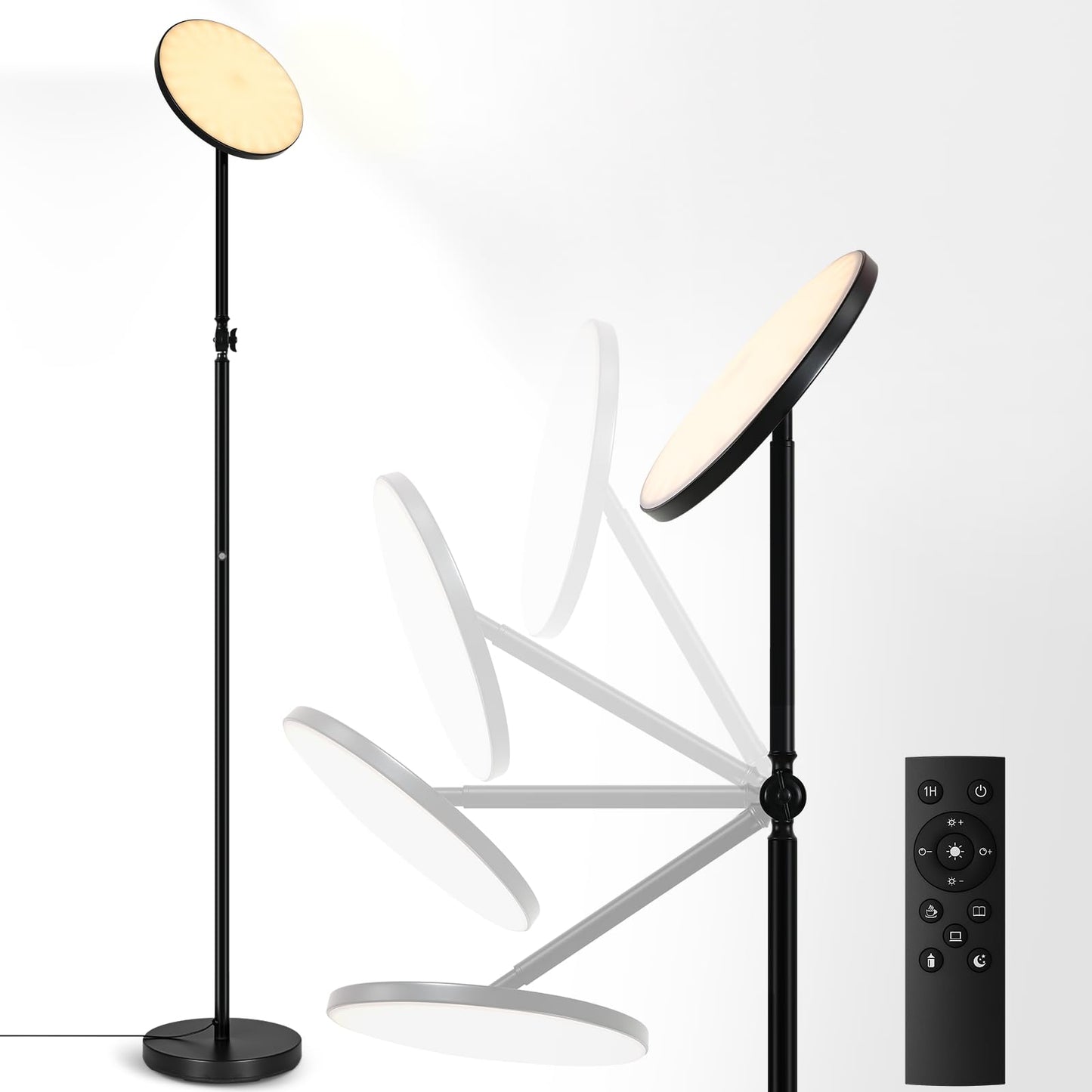 Lsoppn Sky Floor Lamps for Living Room, 30W/3000LM Super Bright LED Torchiere Lamp, Remote Control Stepless Dimmable Tall Standing Lamp, Modern 6ft Floor Lamp for Bedroom, Office