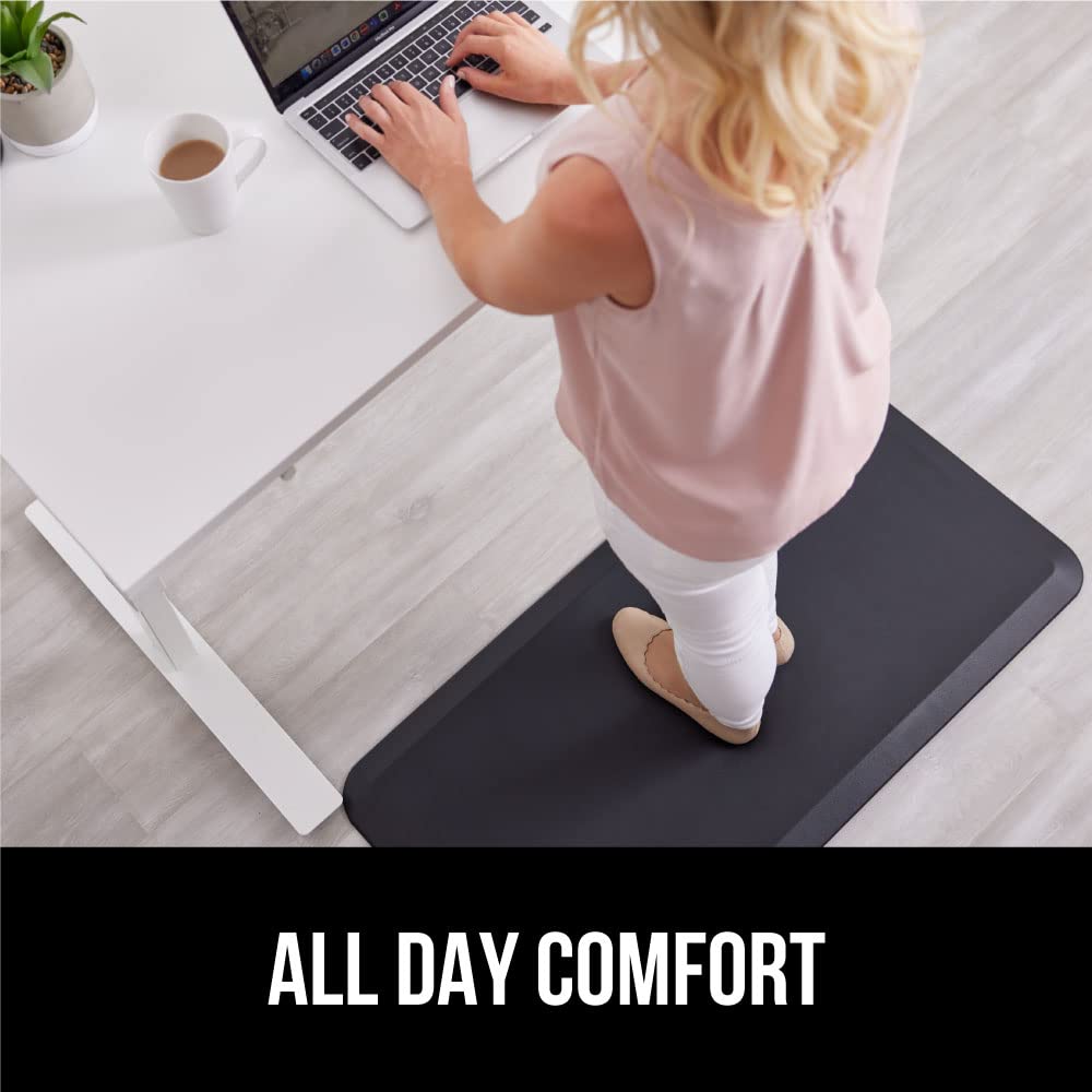 GORILLA GRIP Comfortable Cushioned Kitchen Mats for Floor, Waterproof Stain Resistant Top, 3/4 Inch Thick Ergonomic Standing Desk Anti Fatigue Mat, Supports Ankles and Feet, 17x24, Black