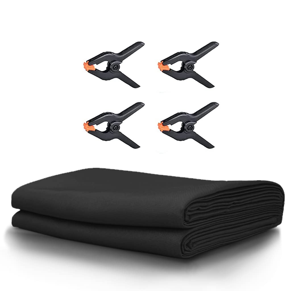 10X20ft Black Photo Backdrops for Photography, LCUIRC Two Rod Pocket Backdrops Curtain for Parties, Polyester Fabric Background with 4 Clamps for Product Protrait Photoshoot or Parties Decoration