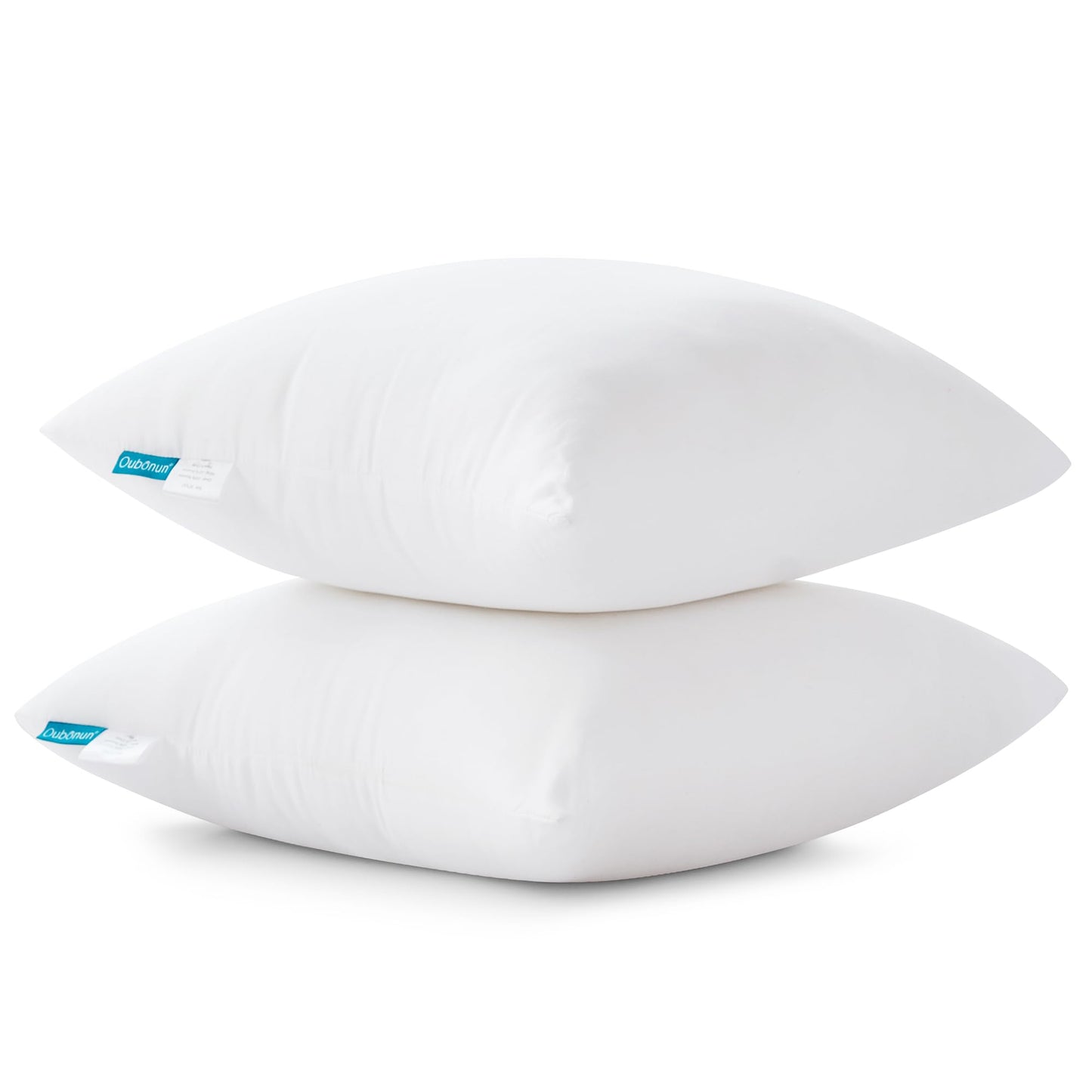 Oubonun 20 x 20 Throw Pillow Inserts - Soft, Plush & Decorative Down Alternative Pillows for Couch Sofa Bed, Machine Washable - White, Pack of 2