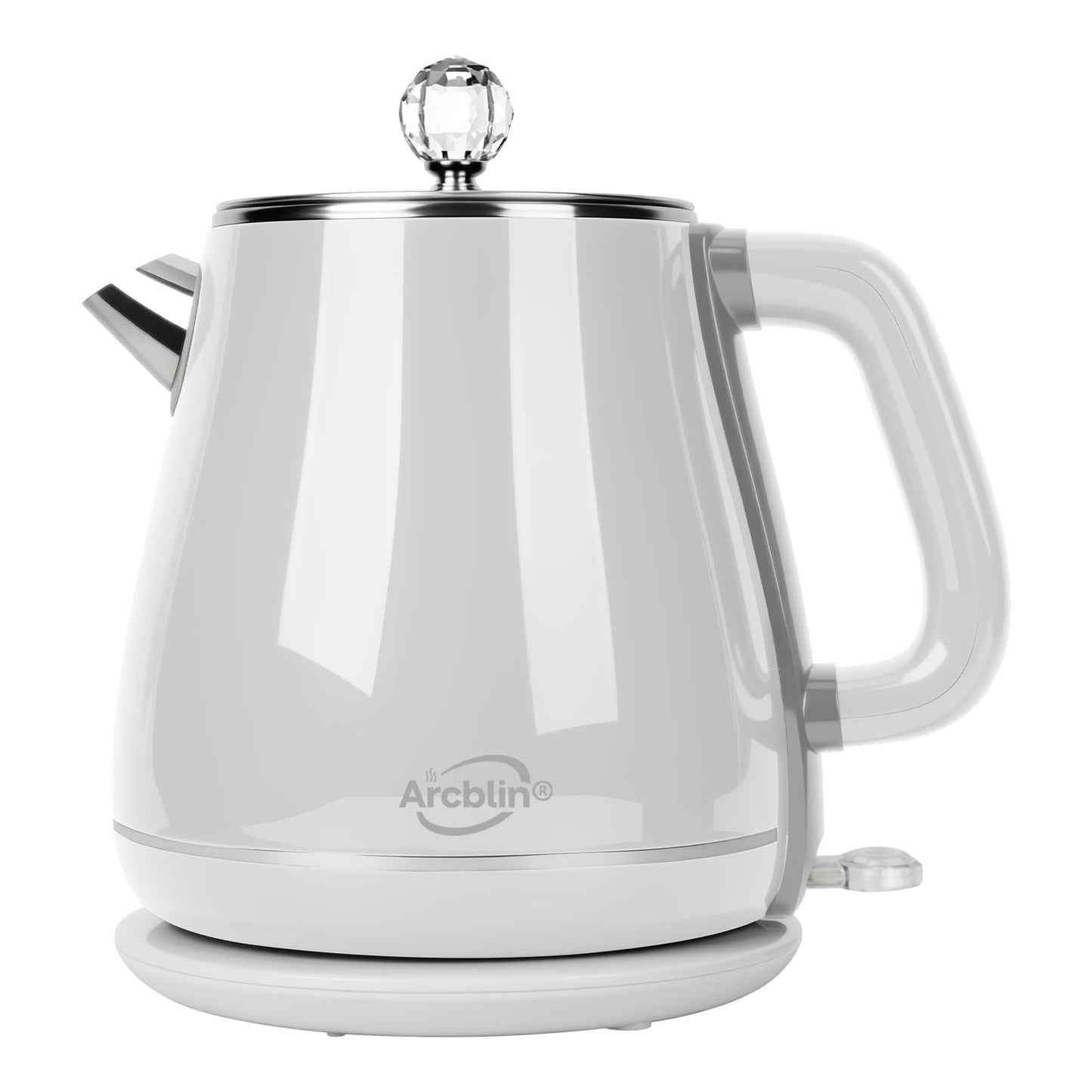 Retro Electric Kettle 1.8L, All Stainless Steel Hot Water Electric Kettle for Boiling Water, 1350W BPA Free Tea Kettle, Electric Tea Kettles Automatic Shut Off, Boil-Dry Protection,Pearl White