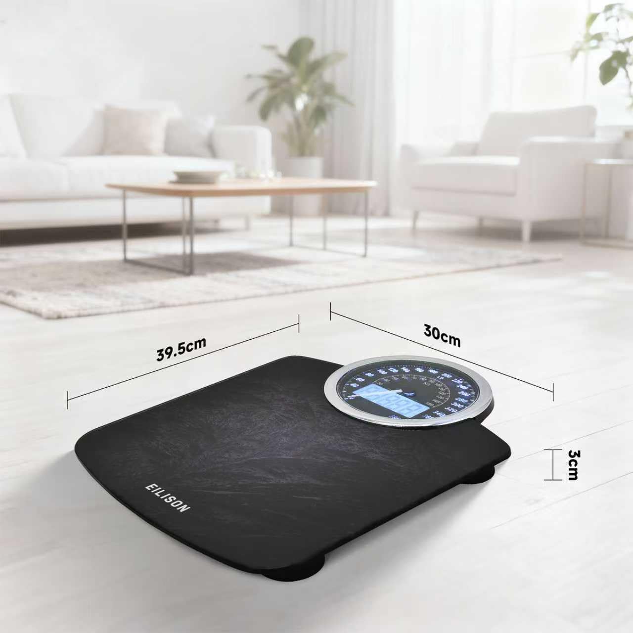 EILISON Highly Advance 2-in-1 Digital & Analog Weighing Scale for Body Weight-400lbs, 4 High Precison GX Sensor Accurate, Thick Tempered Glass, Extra Large Display (New Black)