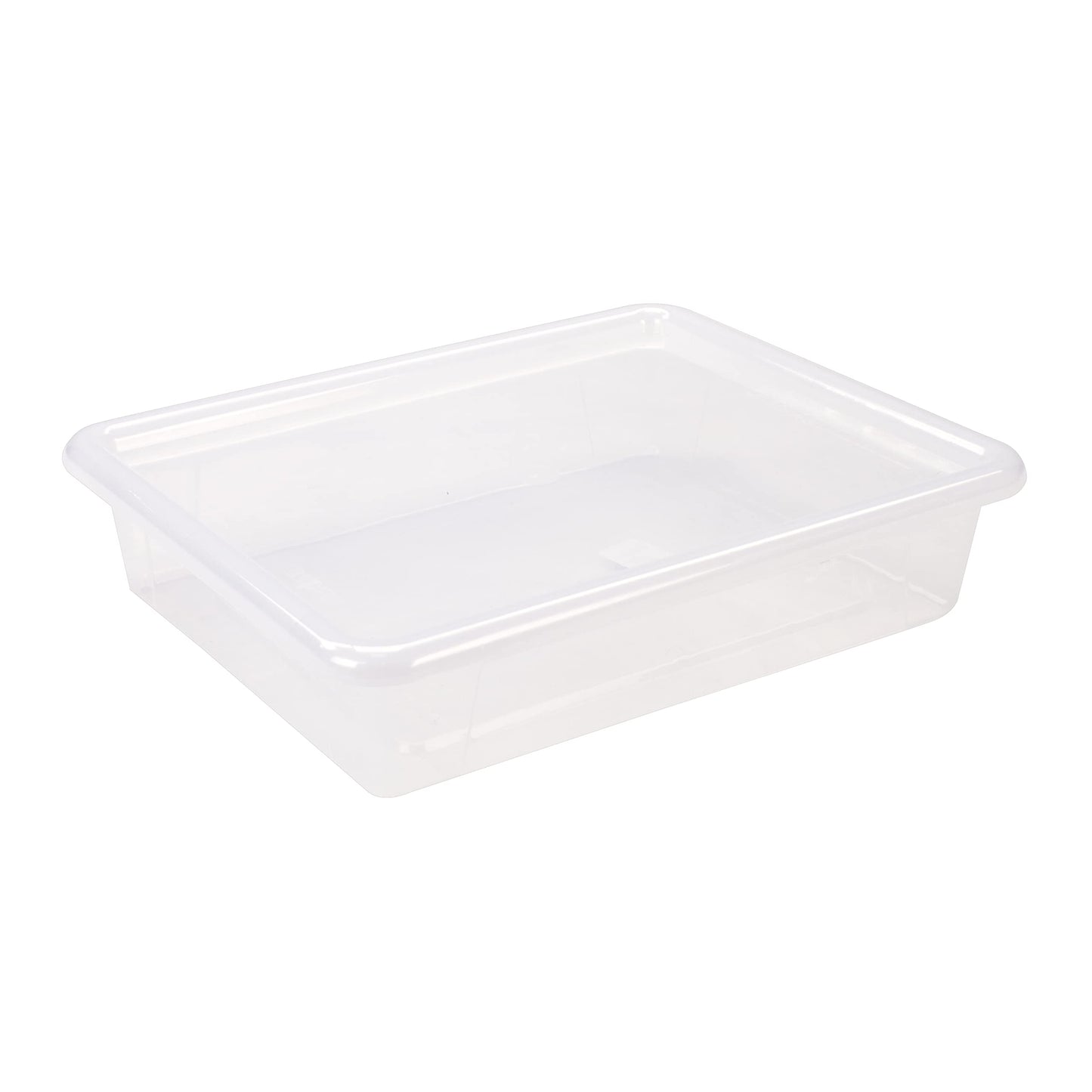 Storex Letter Size Deep Storage Tray – Organizer Bin with Non-Snap Lid for Classroom, Office and Home, Translucent, 5-Pack (62566A05C), 10 x 13 x 3 Inches
