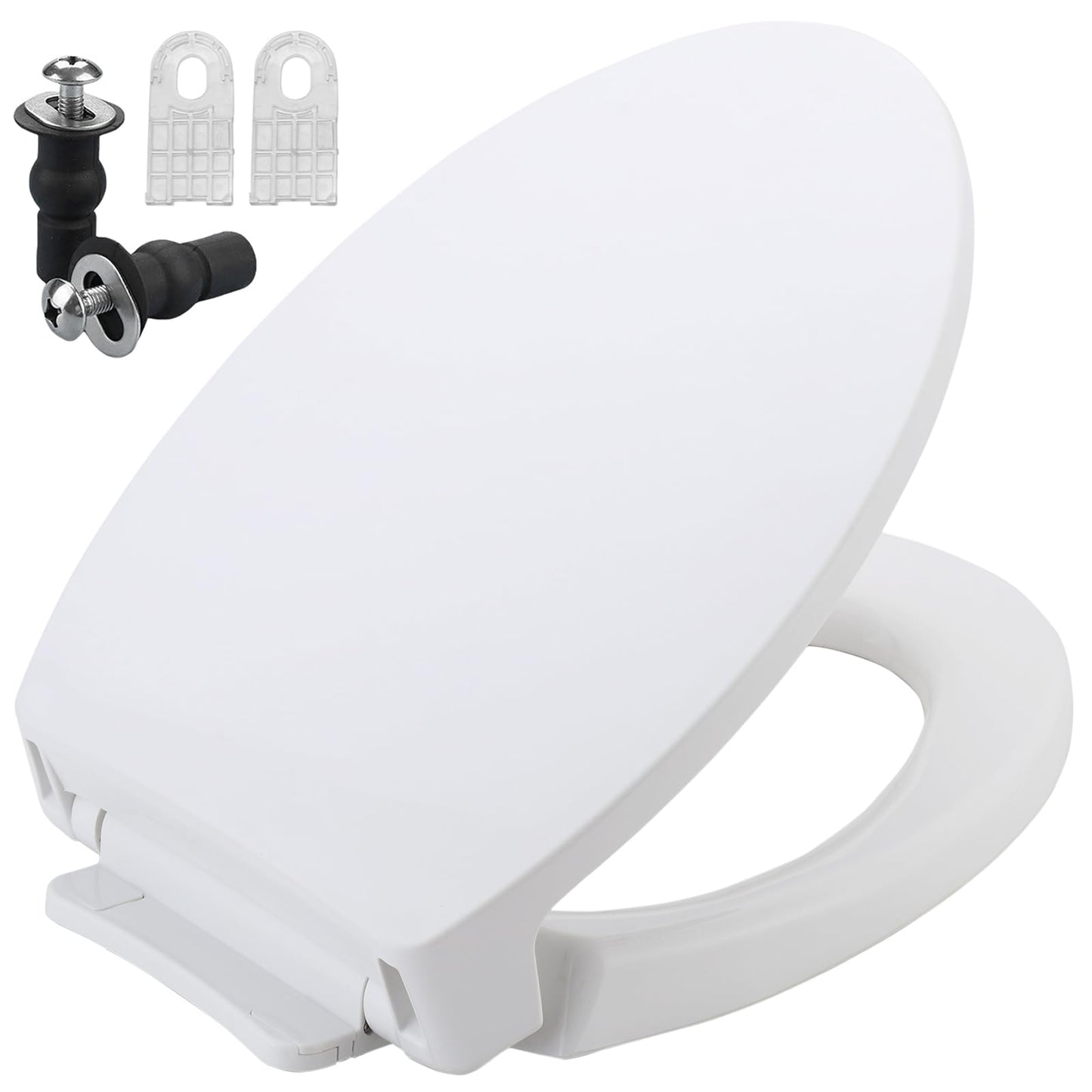 SS114 Elongated Toilet Seat Compatible with TOTO SS113/SS154/SS224/SS204, Soft Close Elongated Toilet Seat, Traditional Toilet Seat Replacement with Toilet Bolts and Nut - Cotton White