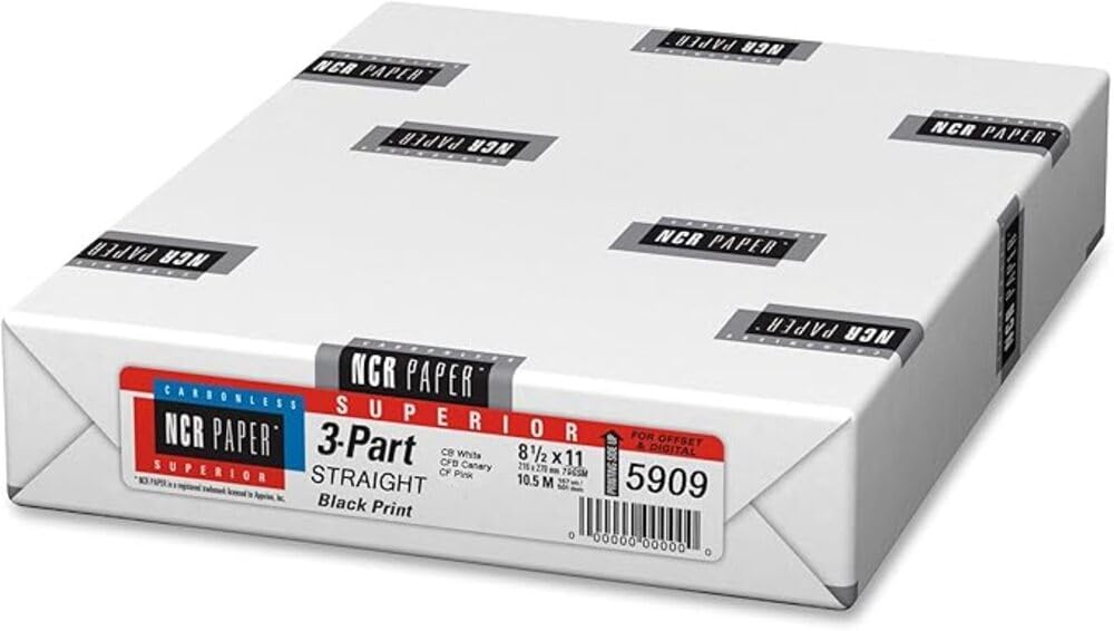 Appvion 5909 Straight Paper, 3-Part, 92GE, 8-1/2-Inch x11-Inch, 500SH/PK