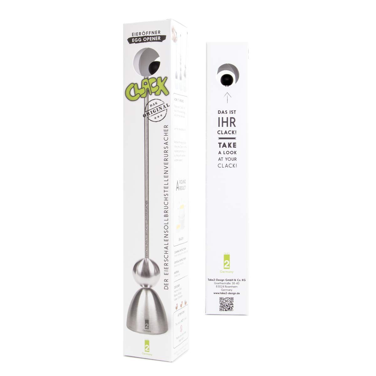The Original Clack Egg Opener - German Engineered Stainless Steel Egg Topper - Premium Quality Egg Accessories (Wooden Top)