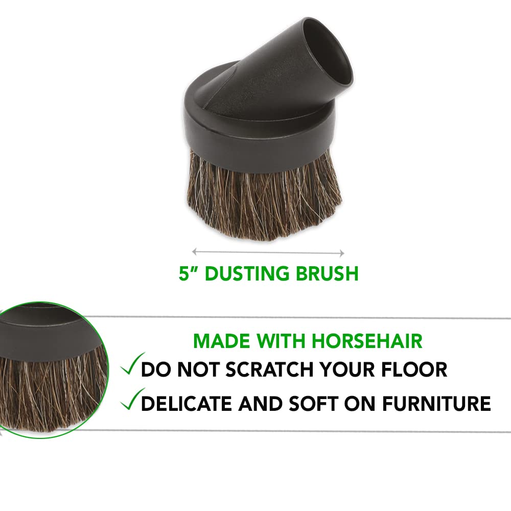 OVO 5PCS Universal Vacuum Cleaner Accessories - 12in Floor Brush, Dusting Brush, Crevice Tool, On-Board Caddy Tool, Upholstery Brush, 1 1/4 inch (32mm) Inner Diameter, Fits All