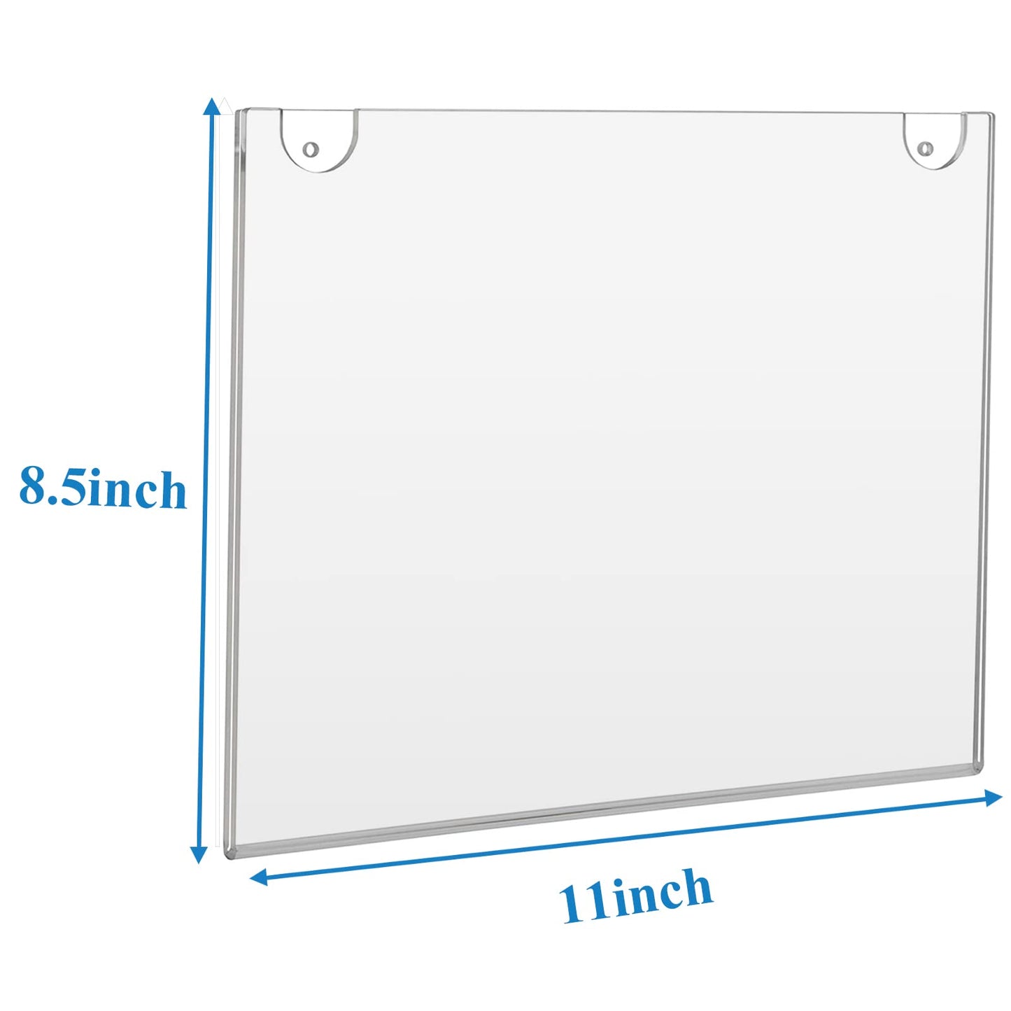PecMuikee Acrylic Sign Holder 8.5x11 Horizontal, Wall Mount Acrylic Sign Holder and Plastic Paper Display Ad Frame bonus with 3M Tape and Mounting Screws for Restaurants, Office, Store, 12 Pcs