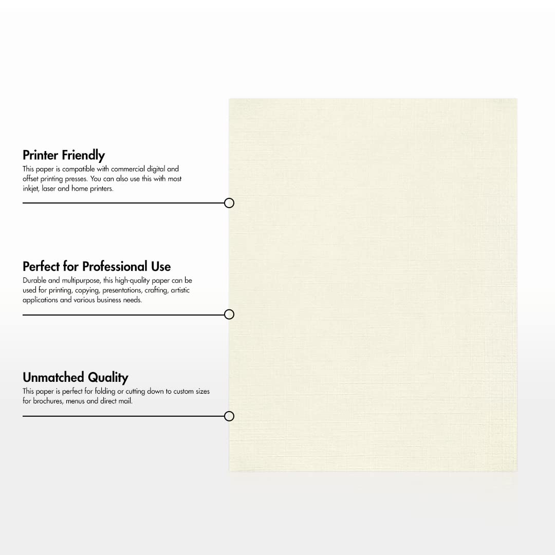 LUXPaper 8.5" x 11" Paper | Letter Size | Natural Linen | 80lb. Text | 250 Qty
