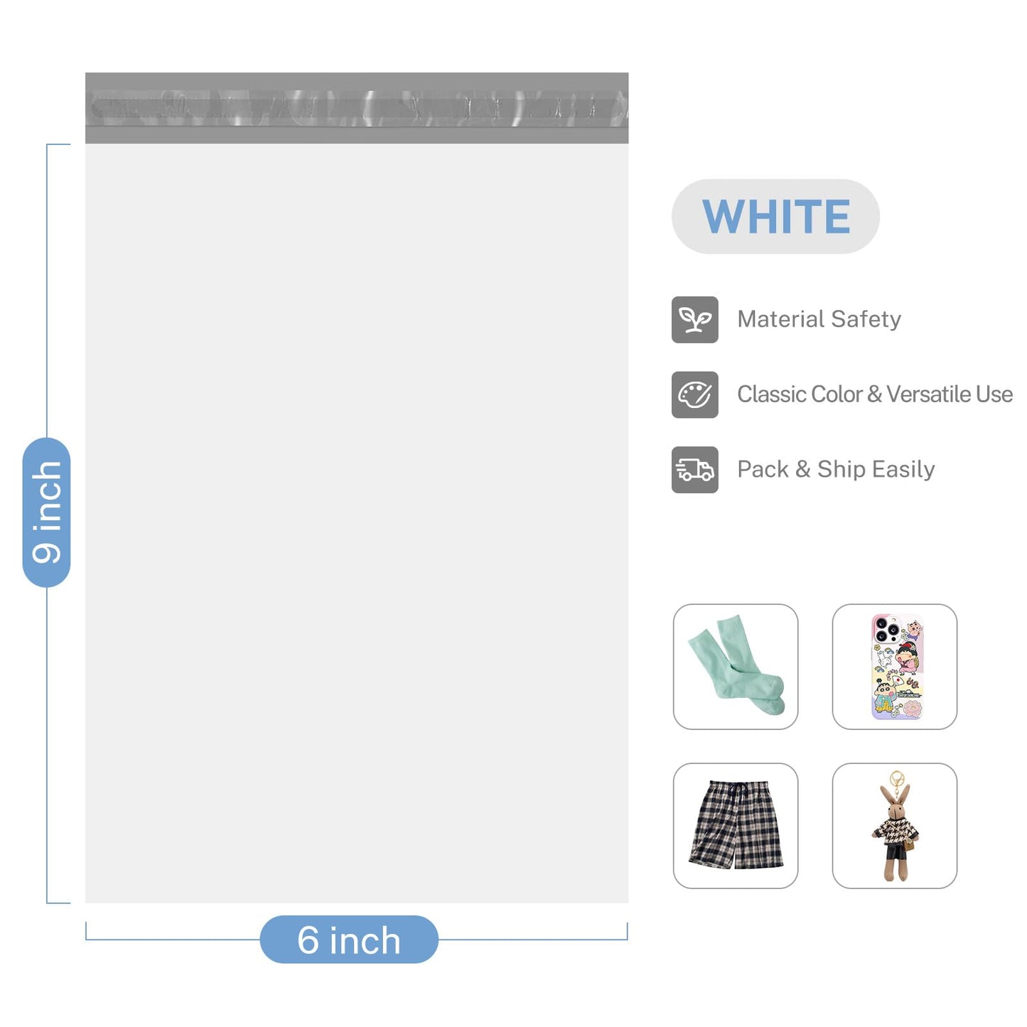 Metronic Poly Mailers 6x9 inch 1000Pcs White Small Shipping Bags for Business, Self-Seal Shipping Envelopes Bulk with Strong Adhesive, Waterproof and Tear-Resistant Plastic Mailing Postal Bags