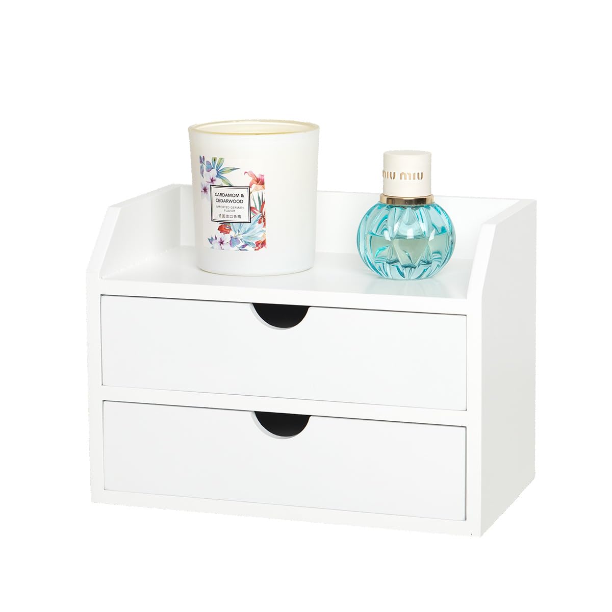 ZGZD Wooden Organizer Mini Desk Drawer Tabletop Office Supplies Desk Accessories for Office or Home White (2 Drawers)