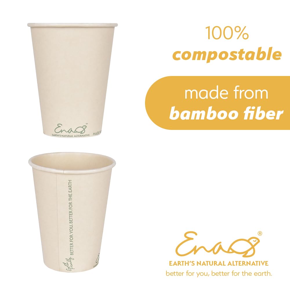 100% Compostable Disposable Coffee Cups [12oz 320 Pack] Paper Cups Made from Bamboo, Eco-Friendly, Biodegradable Premium Party Cups, Natural Unbleached by Earth's Natural Alternative