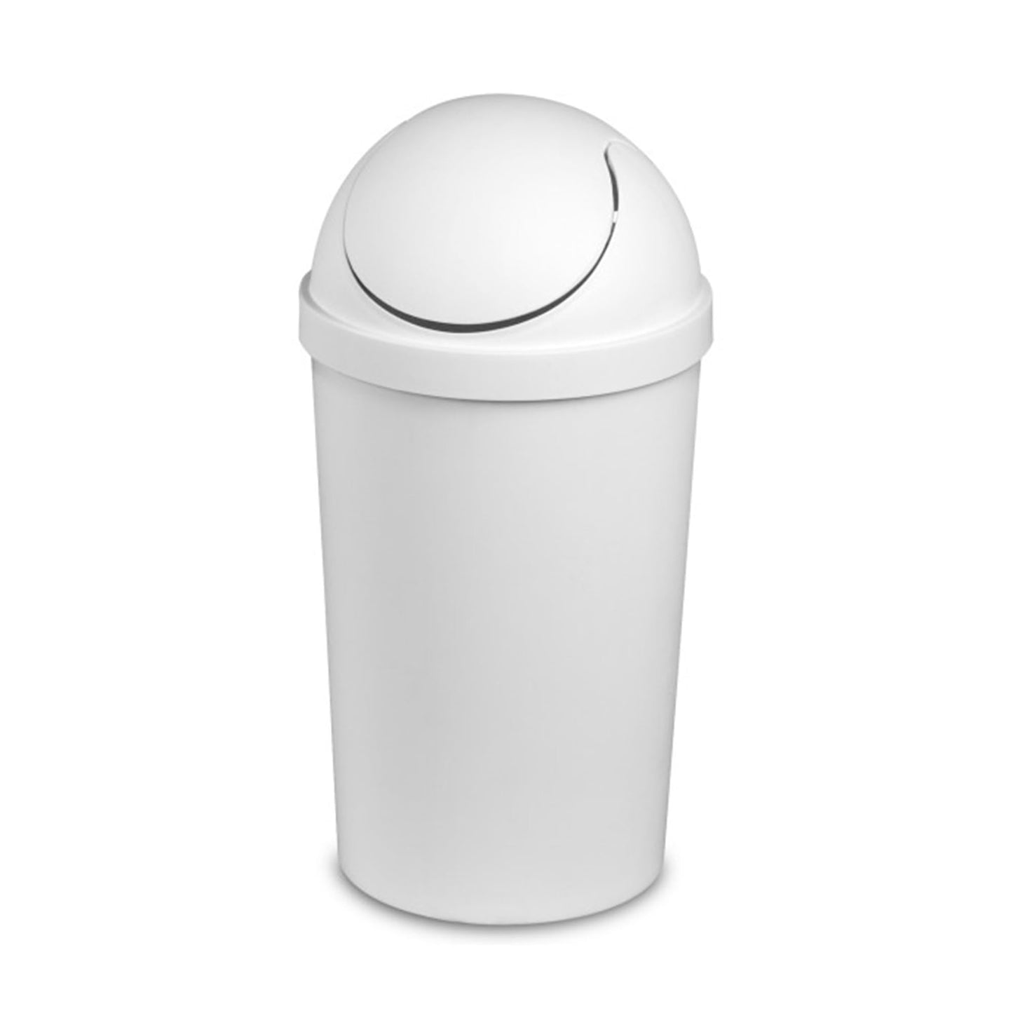 Sterilite 3 Gallon Round SwingTop Wastebasket with Lid, Small Plastic Trash Can for the Bathroom, Bedroom, Dorm or Home Office, White, 6-Pack