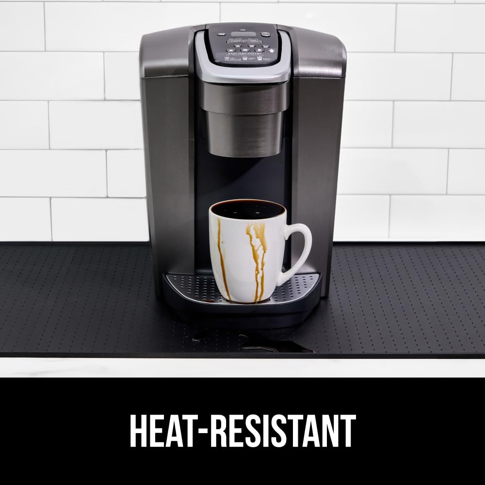 GORILLA GRIP Silicone Coffee Mat, 18x28, Espresso Machine Bar Accessories, Keep Kitchen Counters Clean, Stays in Place, Waterproof and Heat Resistant Dish Drying Mats, Home Decor Essentials, Black