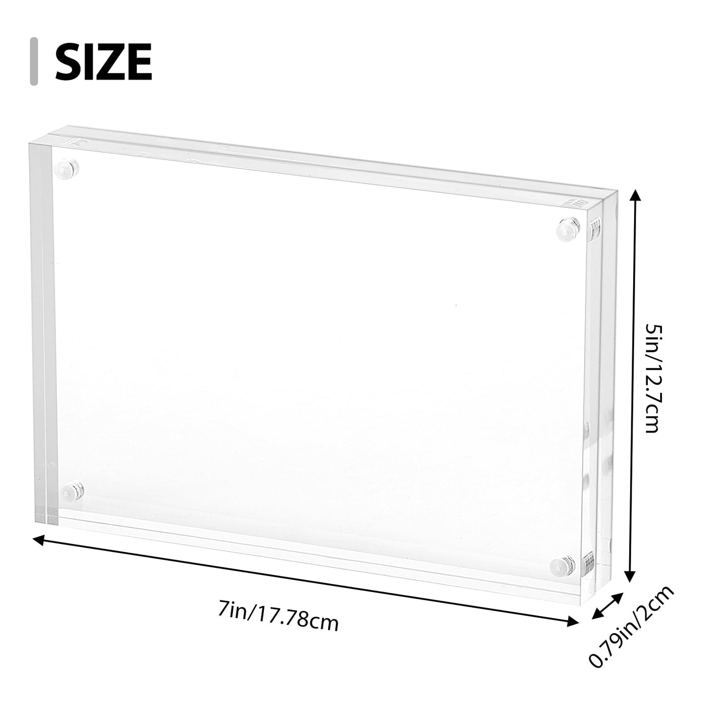 Fixwal 5x7 Acrylic Picture Frame, 6 Pack Clear Double-Sided Magnetic Frames Set, Frameless Photo Frames for Desktop Tabletop Display