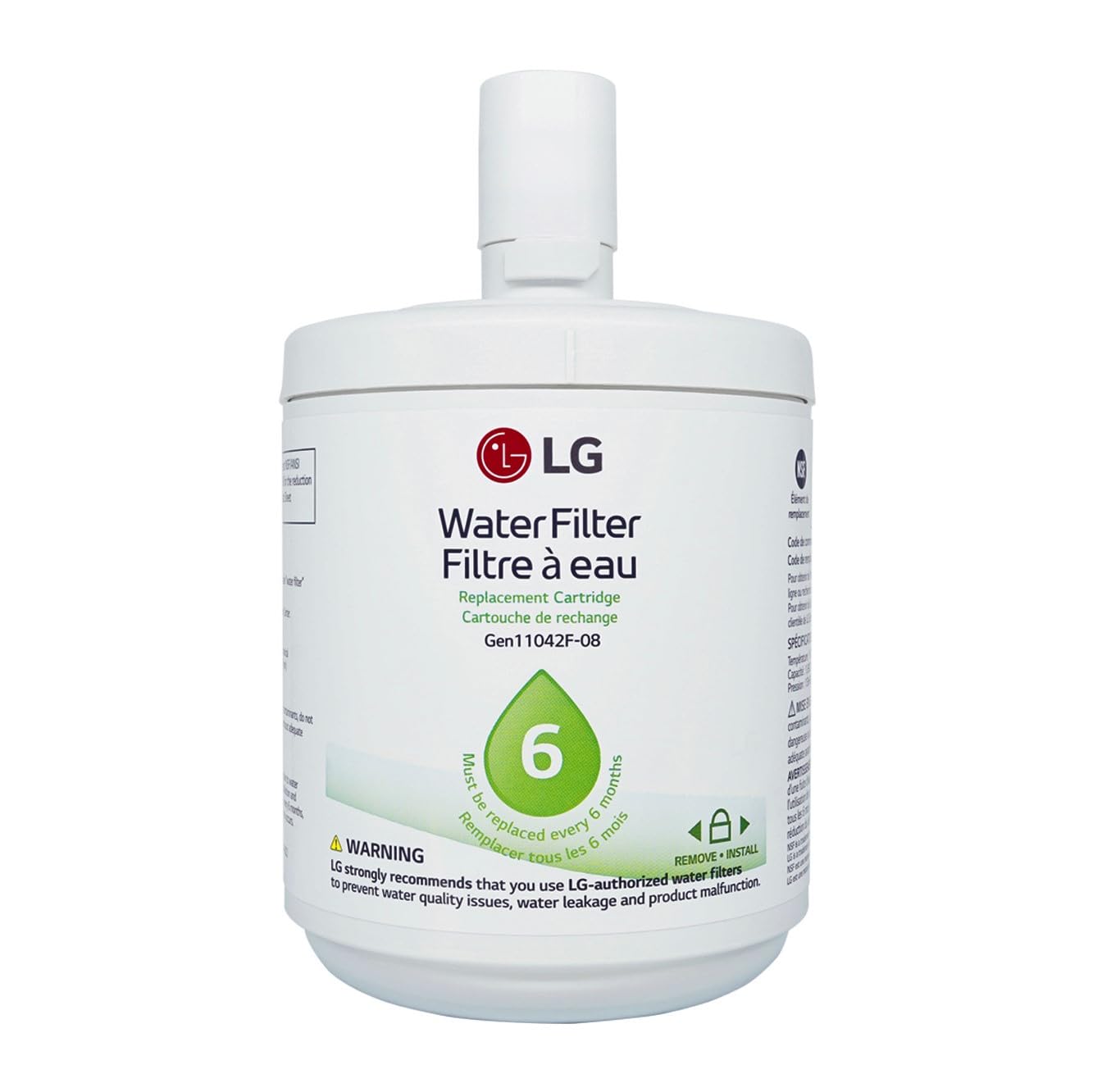 LG LT500P - 6 Month / 500 Gallon Capacity Replacement Refrigerator Water Filter (NSF42 ADQ72910911 , White