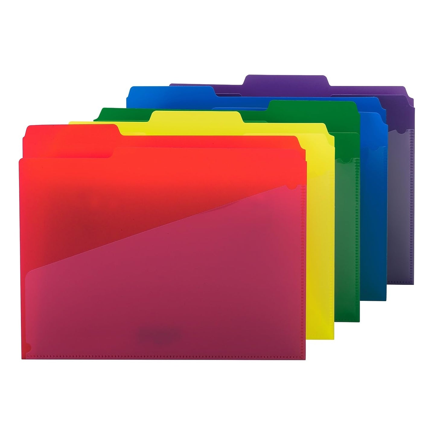 Smead Poly File Folders with Pockets, Folders for Documents, 1/3-Cut Tabs, File Folders Letter Size, Office Supplies, School Supplies, Set of 30