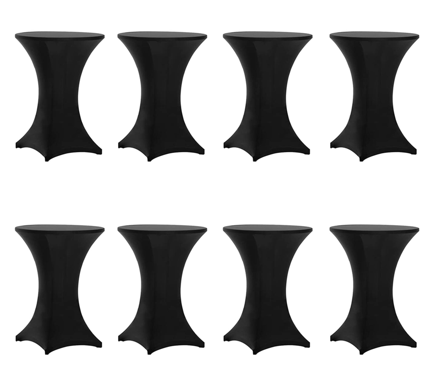 Tina's 8 Pack 32x43 Inch Highboy Spandex Cocktail Table Covers Black, Fitted Stretch Cocktail Tablecloth for Round Tables (8PC 32X43 Black)
