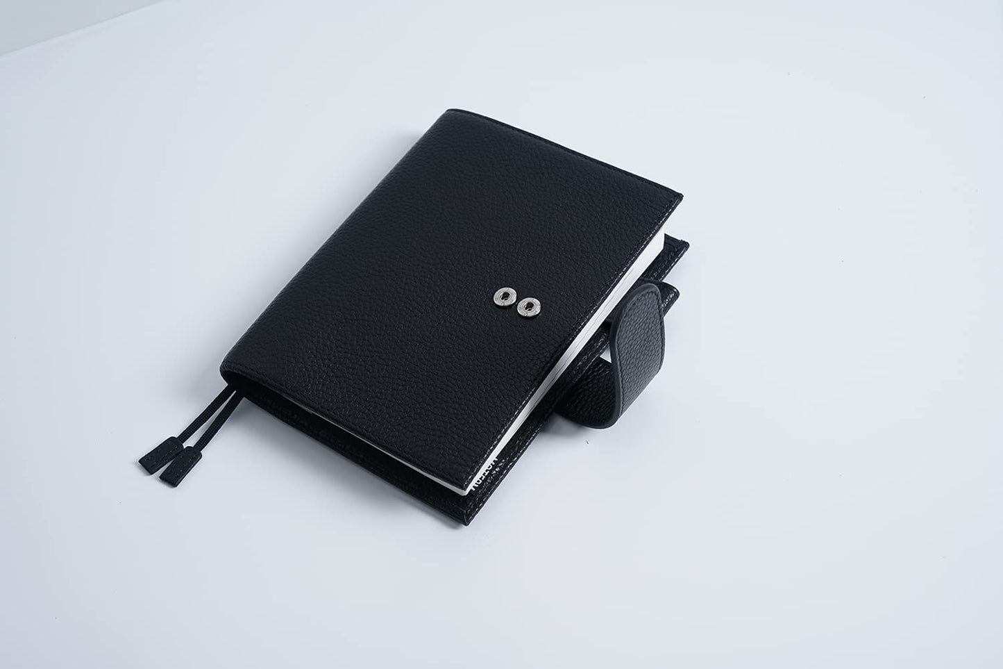 Moterm Leather Cover for A6 Notebooks - Fits Hobonichi Original, Stalogy and Midori MD Planners, with Pen Loop, Card Slots and Back Pocket (Pebbled-Black, A6+)
