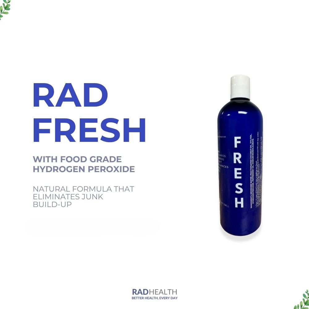 16 OZ Rad Fresh Natural Retainer Cleaner Spray With Food Grade Hydrogen Peroxide Dentist Designed Denture, Aligner, Night Guard, Sports, Sleep Appliance & Mouth Guard Cleaner Made in the USA