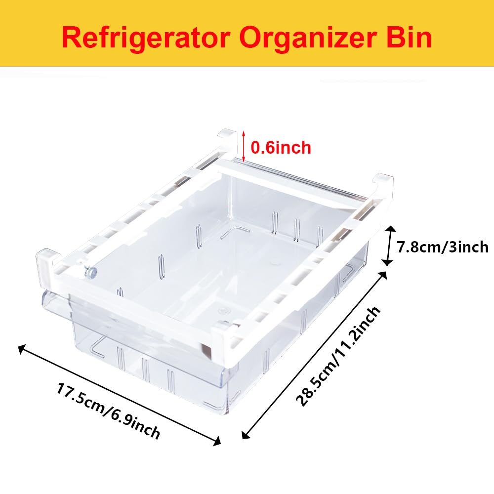 Refrigerator Organizer Bins with Handle - Farochy 2PCS Pull-out Fridge Drawer Organizer Refrigerator Storage Box Refrigerator Egg Drawer