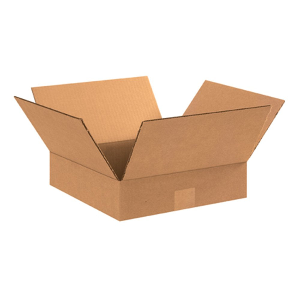 BOX USA 11115 Flat Corrugated Cardboard Box 11" L x 11" W x 5" H, Kraft, For Shipping, Packing and Moving (Pack of 25)