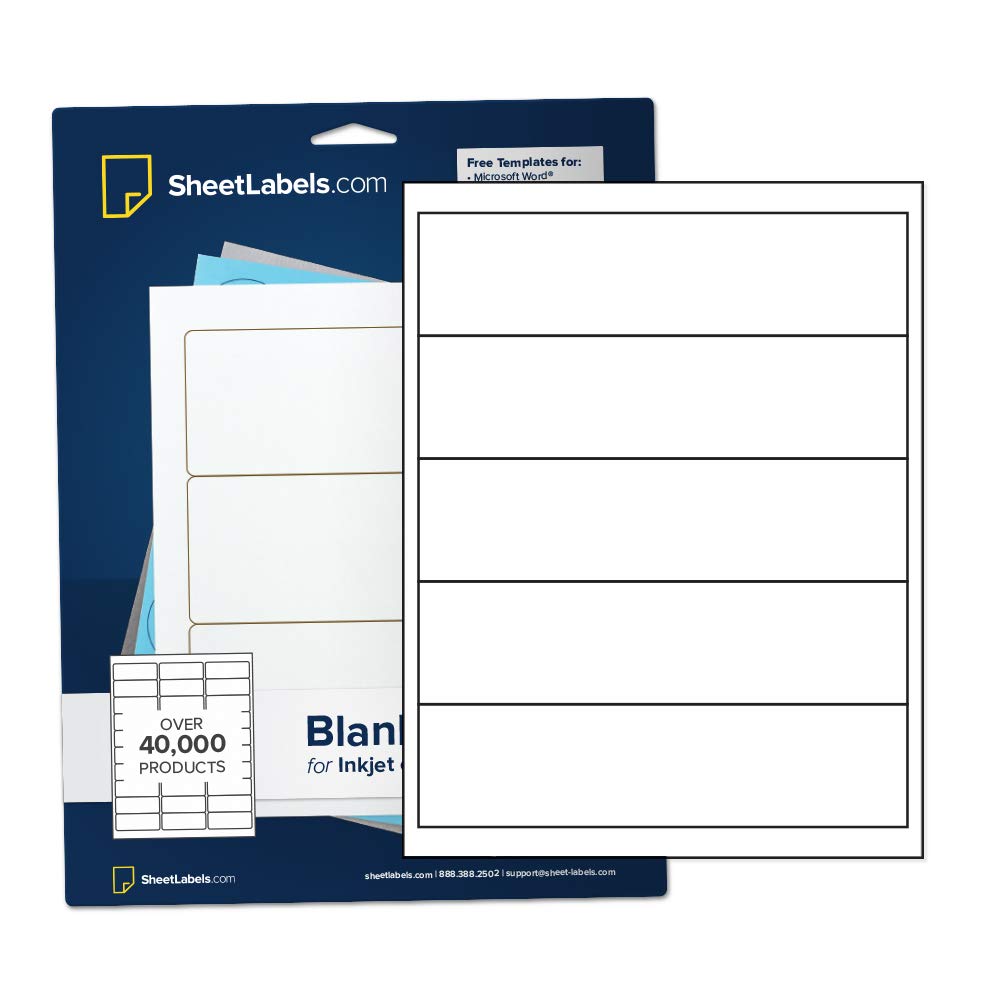 Water Bottle Labels - Not Waterproof - from SheetLabels.com, 2" x 8", Laser or Inkjet Printable, Easy to Peel, 500 Labels - 100 Sheets