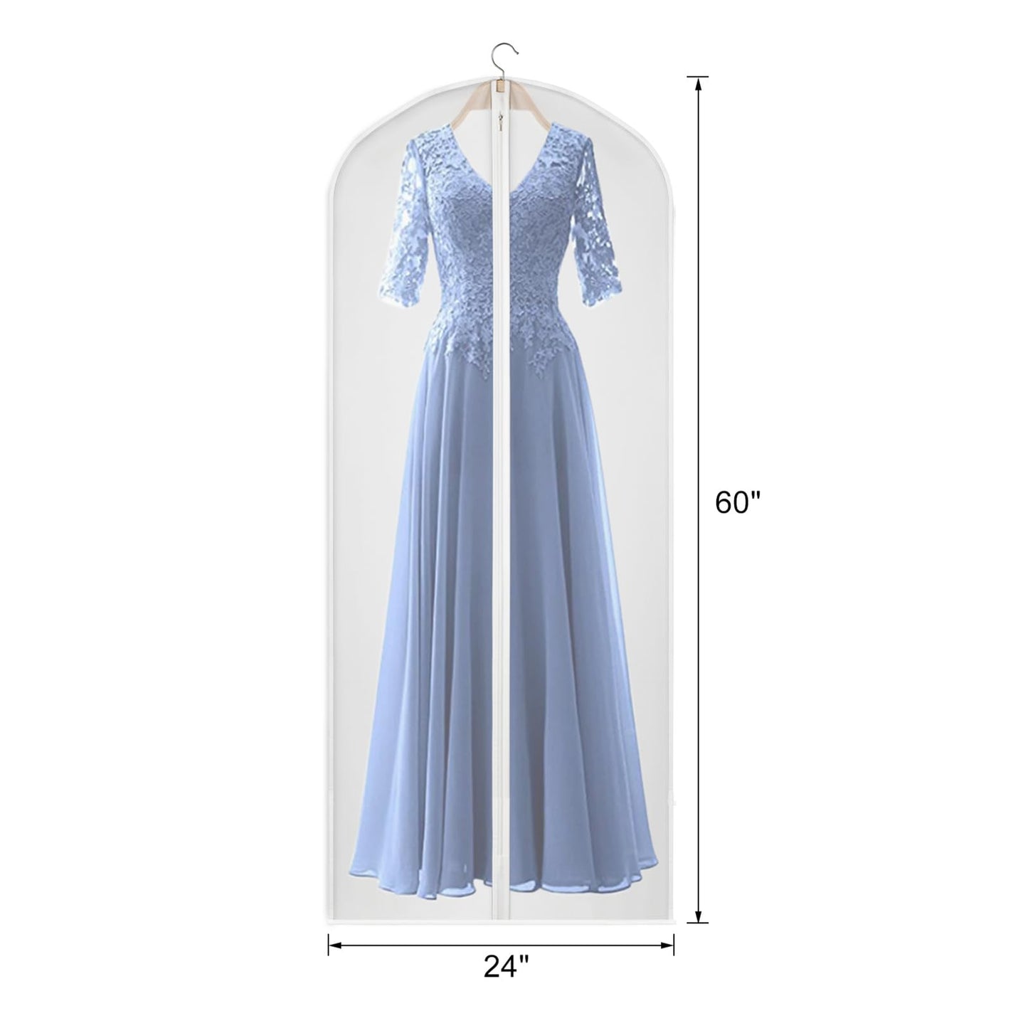 Kntiwiwo 60 inches Garment Bags for Closet Storage with Zipper Clear Garments Bag for Gowns Long, Dresses, Suit, Coat - Set of 20 [Upgraded Version]