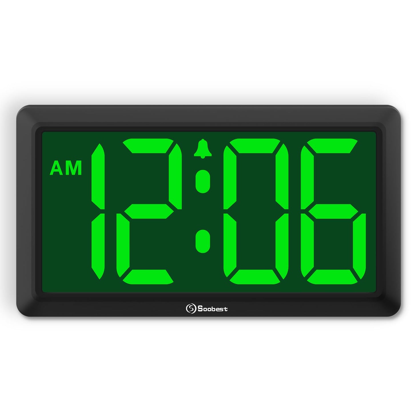 Soobest 9.5 Inch Large Digital Wall Clock Battery Operated, Auto & Manual Dimmer Display, Easy to Read Big Digits with Alarm for Seniors, Modern Decor for Living Room, Bedroom, Office (3.2" Numbers)