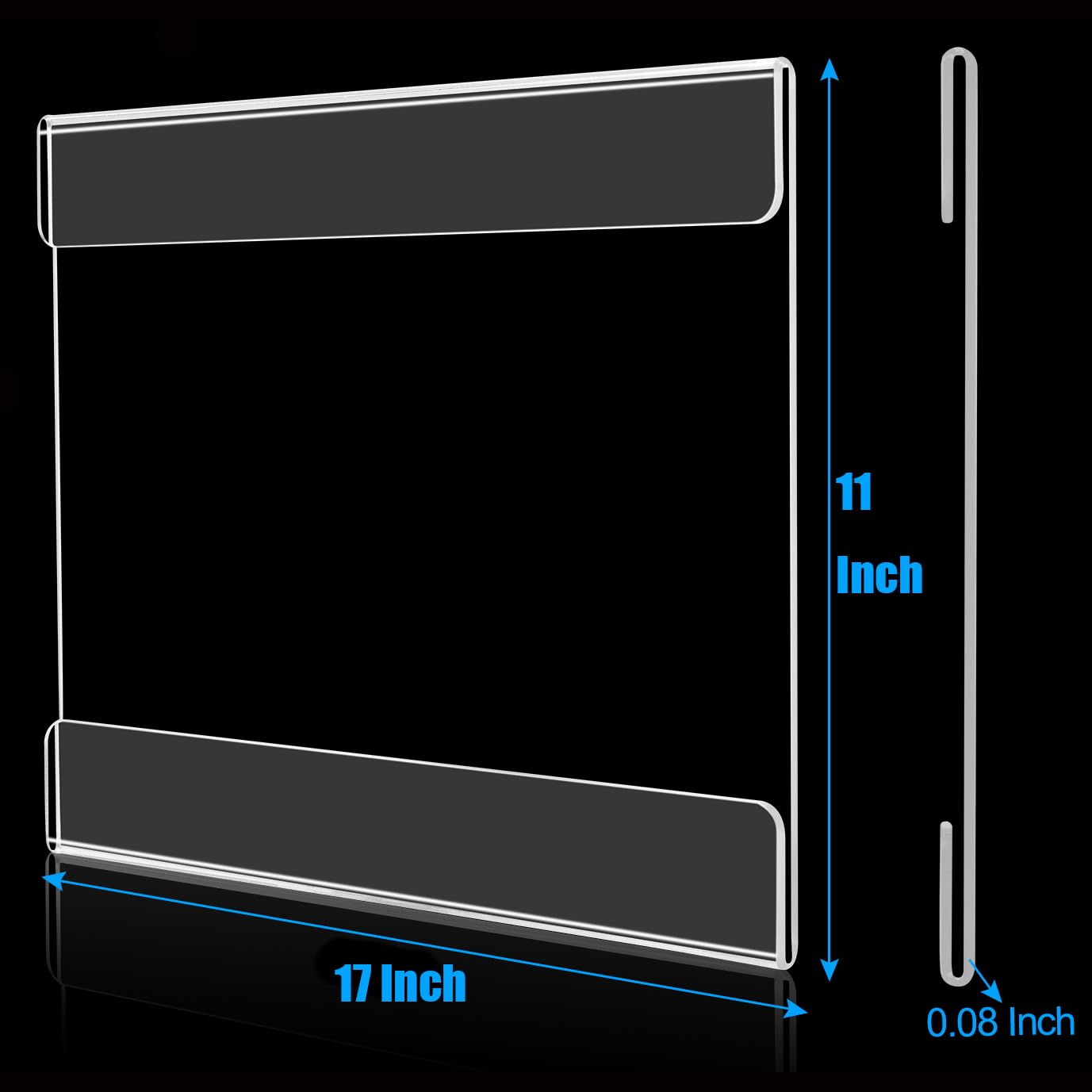 8 Pcs 11"×17" Acrylic Sign Holder Wall Mount, Horizontal No Drilling Clear Wall Frame, Door Sign Holder with Adhesive Tape, for Offices Shop, Promotions, Homes Restaurants, Photo, Picture, Events, Meeting
