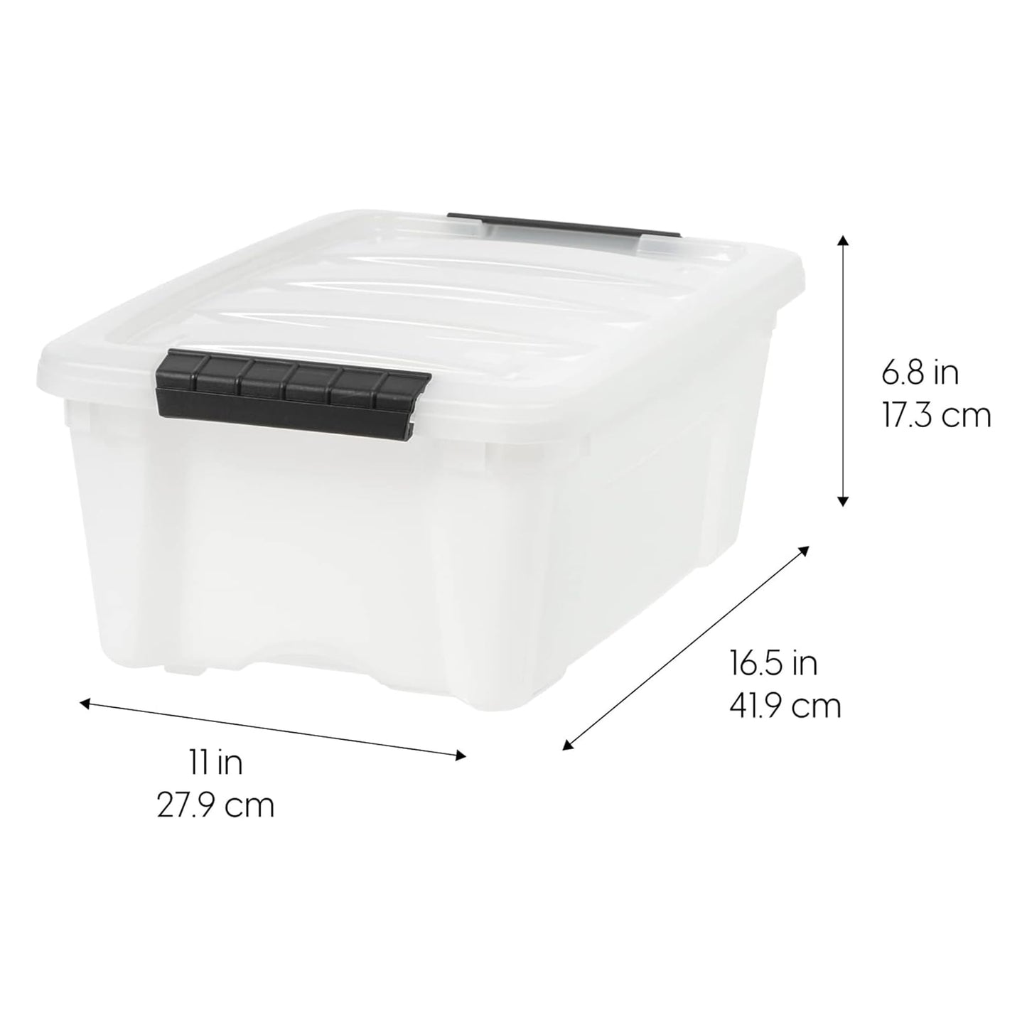IRIS USA 13 QT Plastic Storage Box with Lid and Latches - 6 Pack - BPA-Free, Discreet Organizing Solution, Durable Nestable Stackable Containers, Secure Pull Handle - Pearl