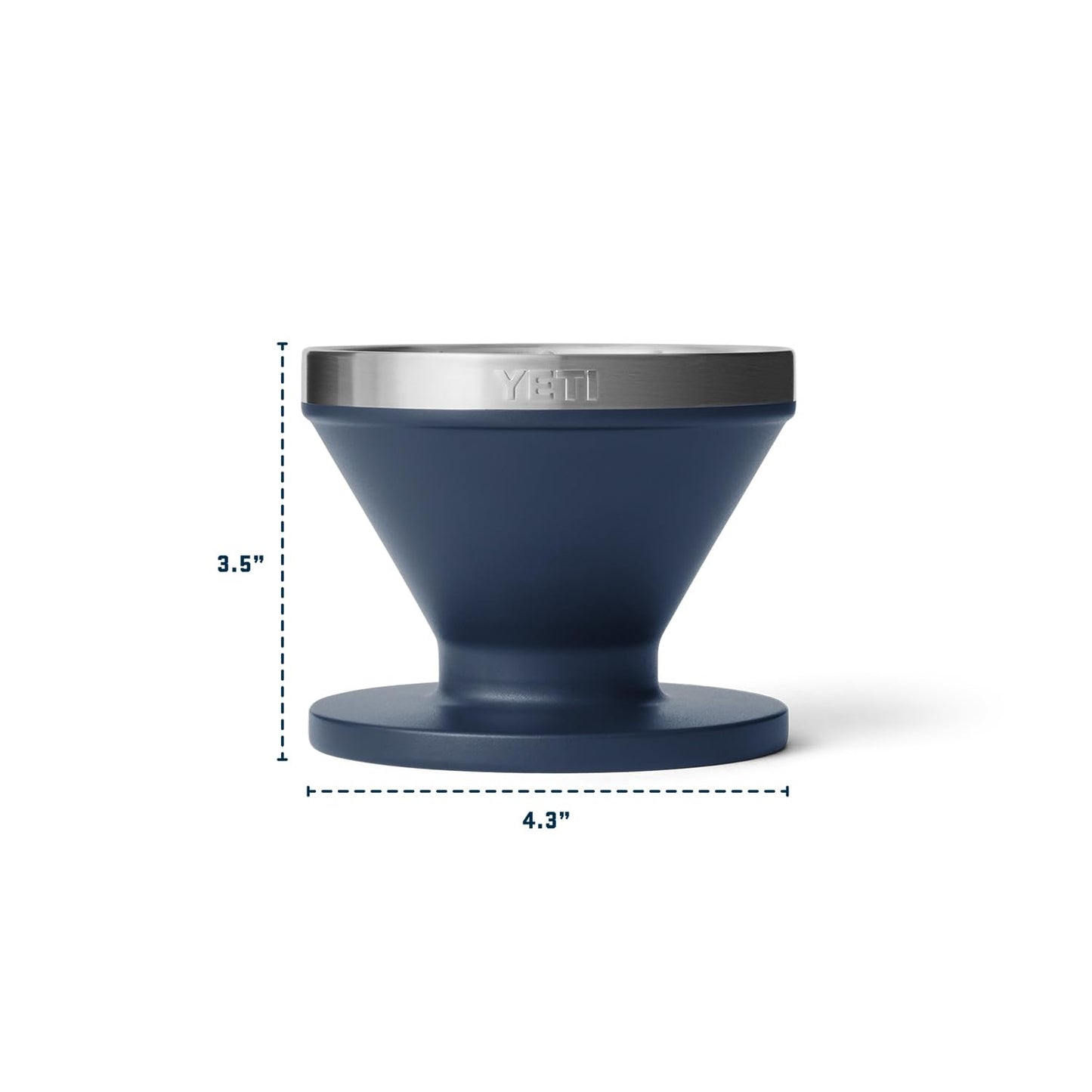 YETI Pour Over Coffee Maker Accessory Ramblers, Designed for Perfect Coffee Extraction Anywhere, Stainless Steel, fits any V60 Filter, Navy