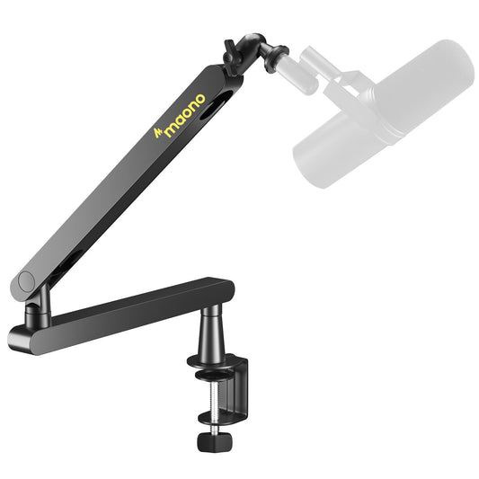 MAONO Microphone Boom Arm, Low Profile Mic Arm with Cable Management Channels, Desk Mount Clamp, Fully Adjustable, Heavy Duty Mic Stand for Podcast Studio Streaming (BA92 Black)