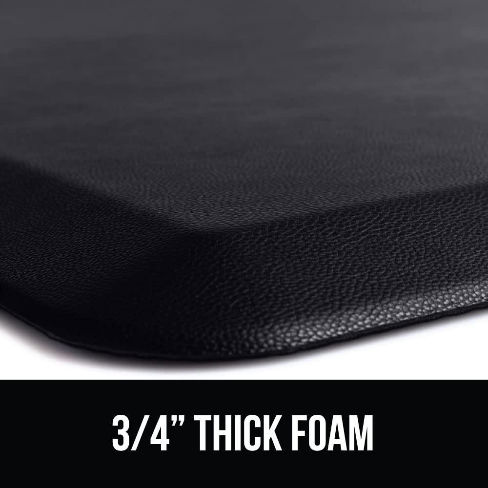 GORILLA GRIP Comfortable Cushioned Kitchen Mats for Floor, Waterproof Stain Resistant Top, 3/4 Inch Thick Ergonomic Standing Desk Anti Fatigue Mat, Supports Ankles and Feet, 17x24, Black