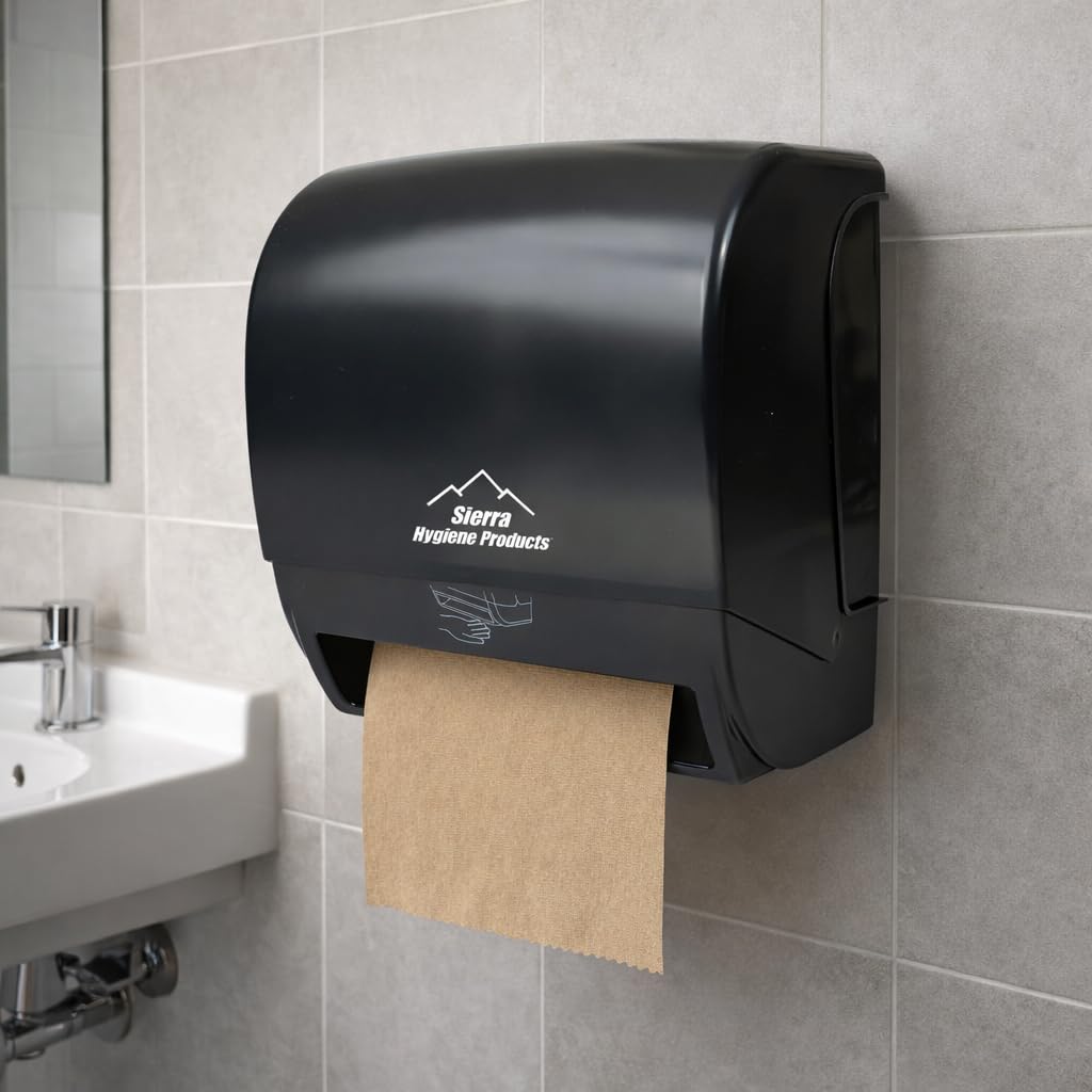 Sierra Hygiene 1-Ply Natural (Kraft) Roll Towels, 8” x 800’, Hardwound Universal Paper Towel Rolls for Commercial Restrooms, Restaurants, Schools & Offices, Case of 6 Rolls, Made in USA