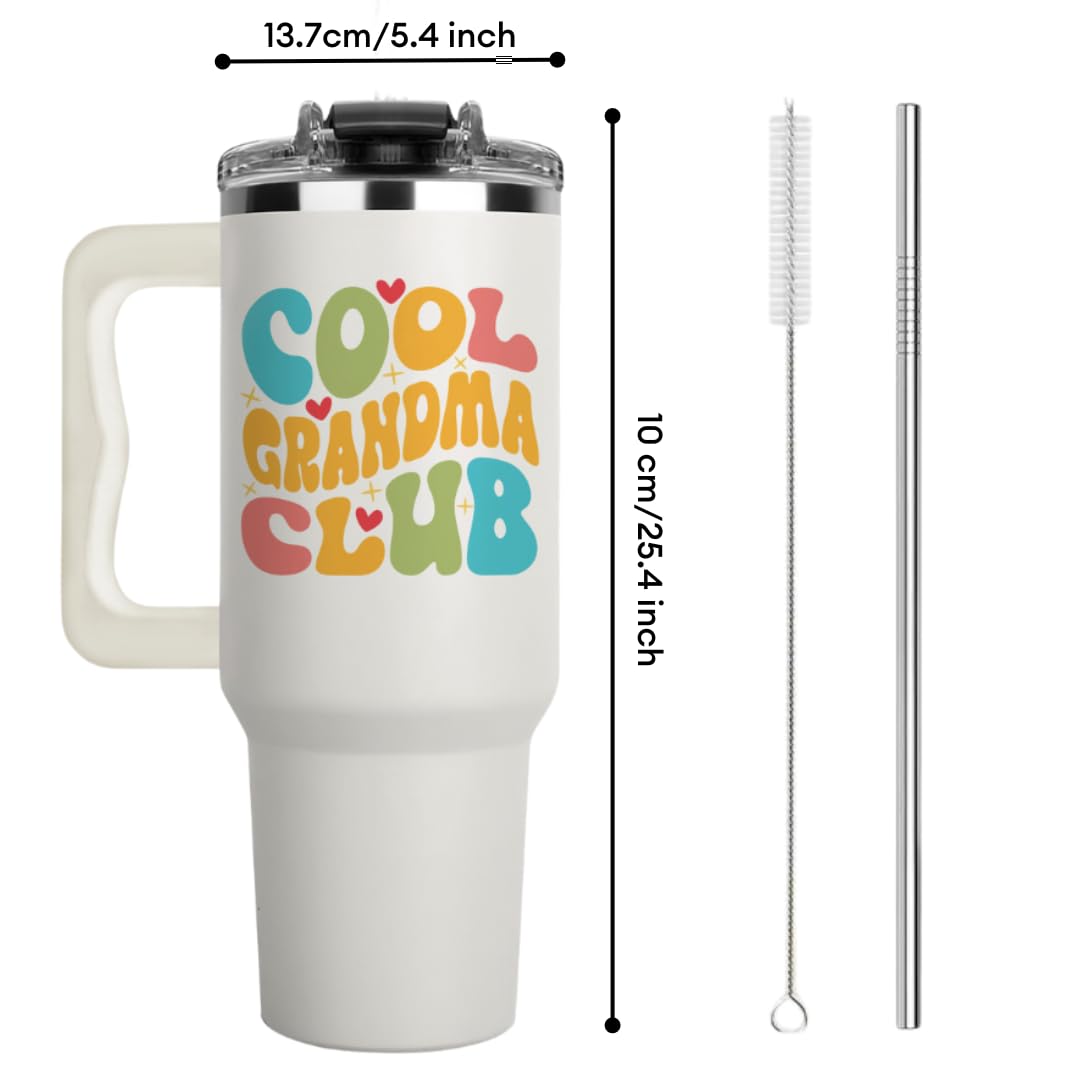 Vivulla68 Cool Grandma Club Tumbler 40Oz, Grandmother Coffee Mugs, Gifts Ideas for Grandmas, Grammy, Granny, Nana, Gigi, Mimi, Mamaw - Grandmother Birthday Gift, Grandmy Cup for Mothers Day Christmas